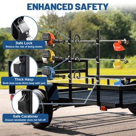 SJPULMO rack installed inside an enclosed trailer for stable hauling