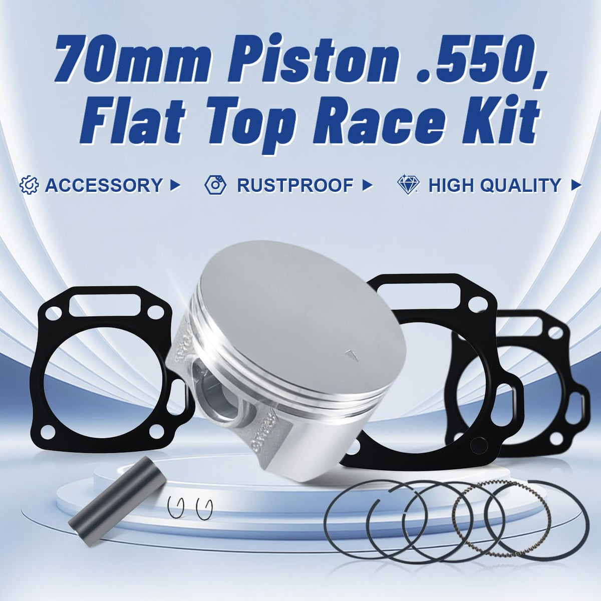 SJVLXHI piston crown close-up showing flat top surface for stable combustion benefit