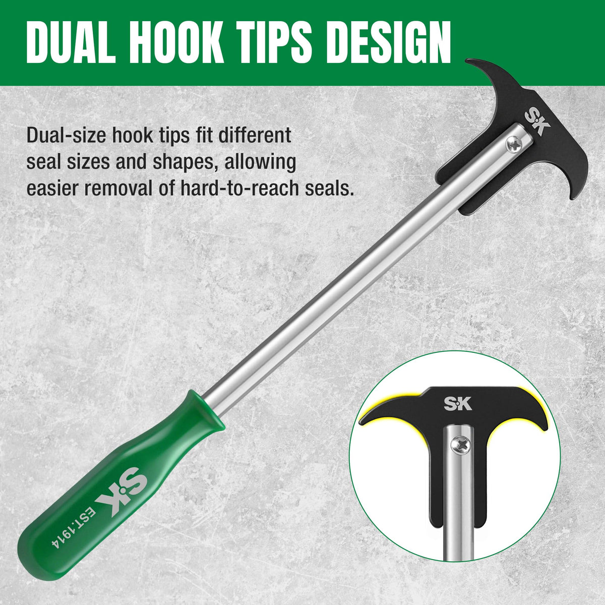 SK seal puller in use on an axle hub demonstrating safe, precise removal of a grease seal