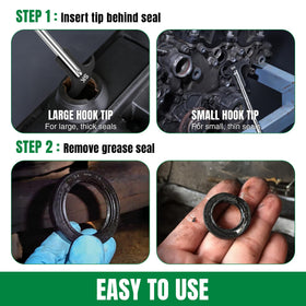 SK seal puller next to a standard wrench to show scale and compact workshop fit