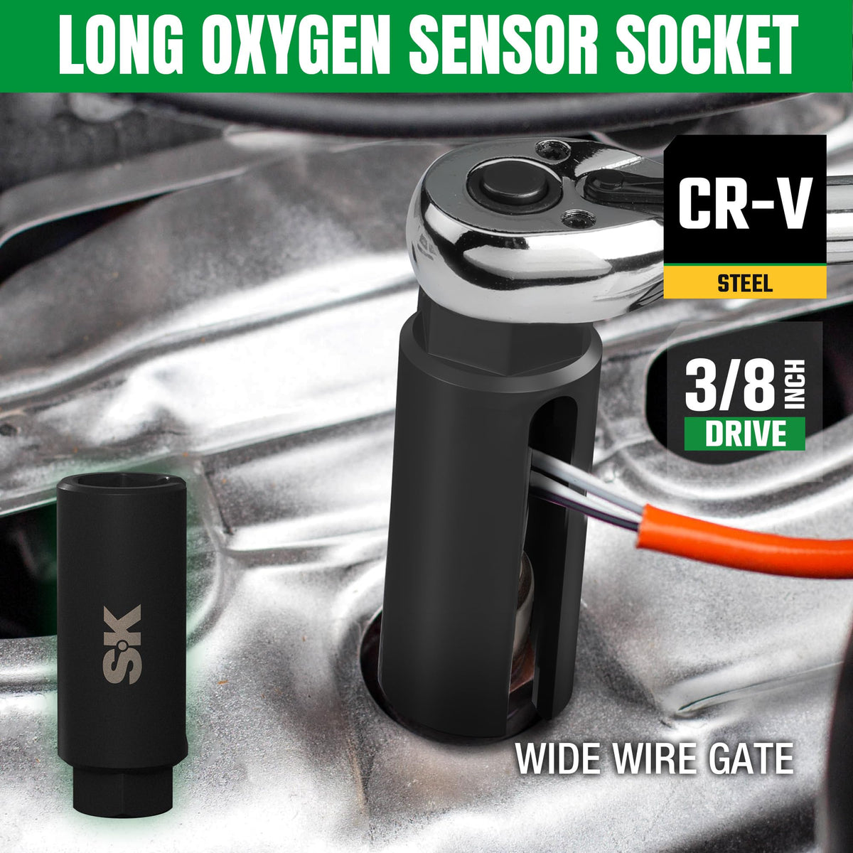 SK socket in use on exhaust pipe demonstrating easier sensor removal