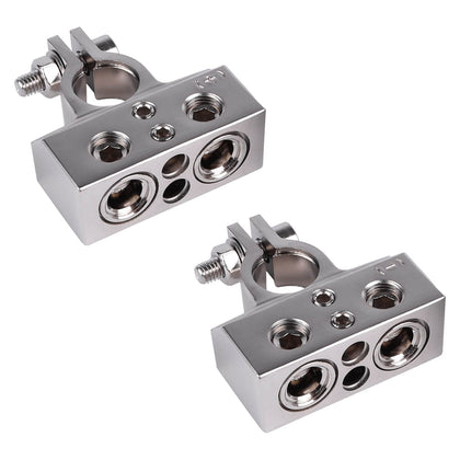 Skar Audio front view of terminal pair showing durable zinc alloy and clamps