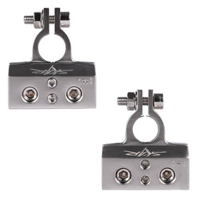 Skar Audio close-up of top-post terminal showing anti-slide grooves for secure contact