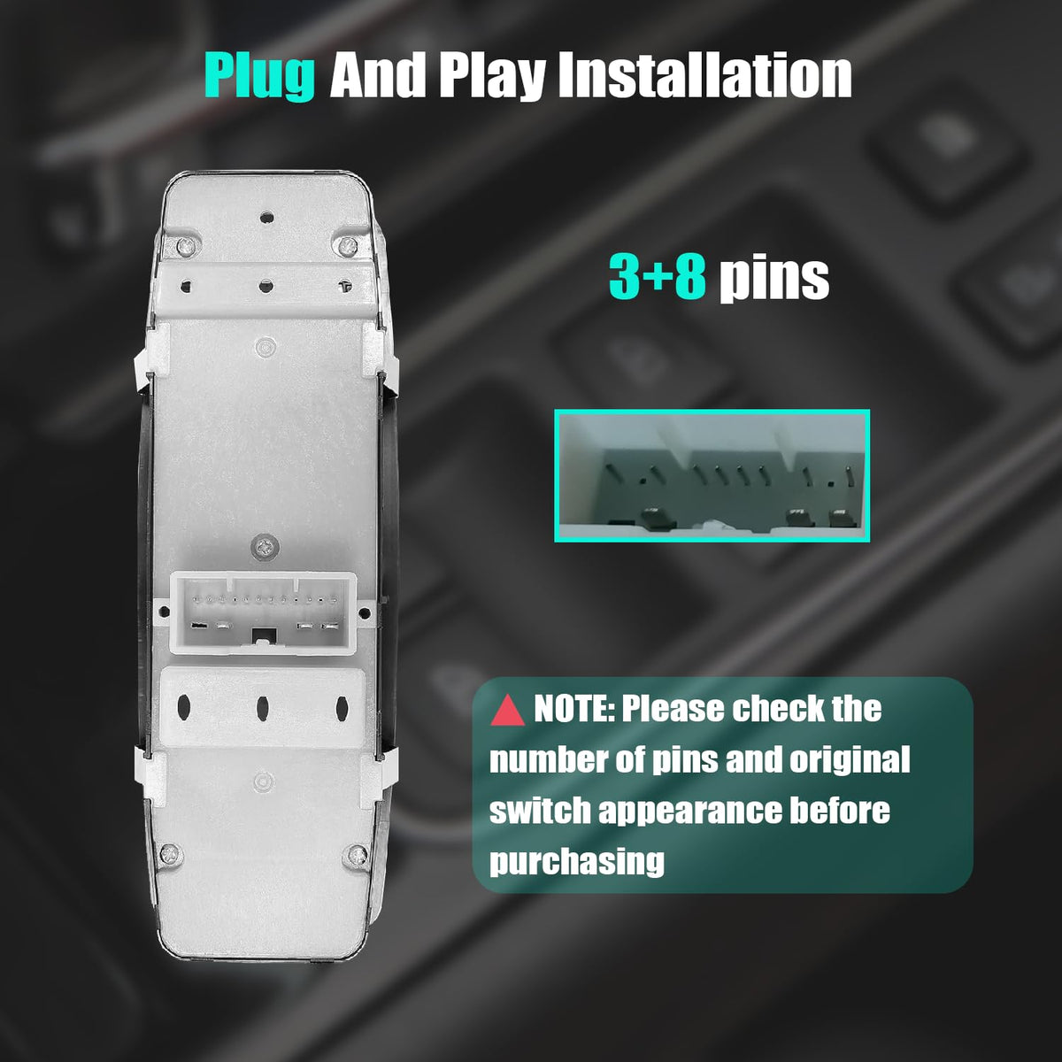 SKCEIDA back connector close-up showing 3+8 pins for correct compatibility