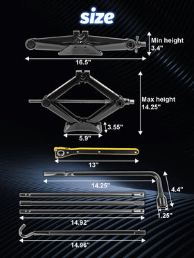 SKCOAUTO scissor jack close-up showing reinforced base and stability