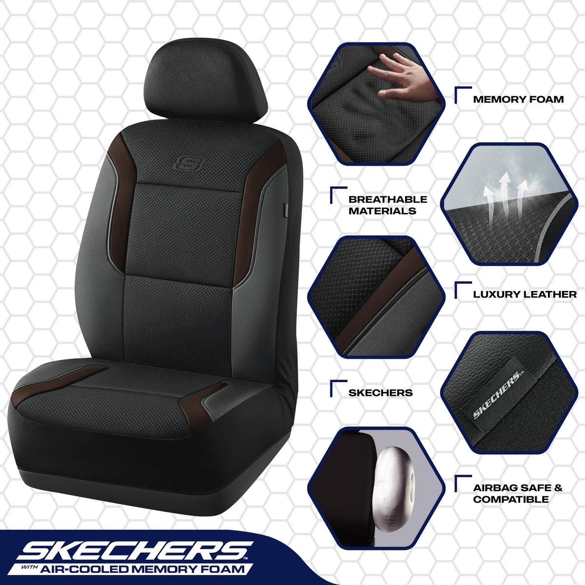 Skechers air-cool mesh detail highlighting breathable cooling benefit