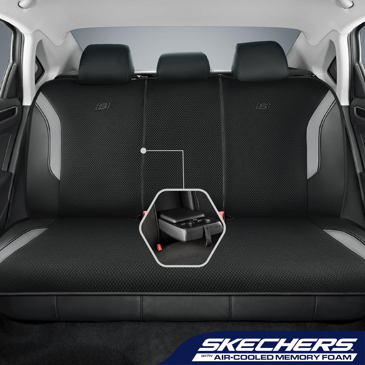 Skechers air-cool mesh top layer close detail for breathable, cool seating