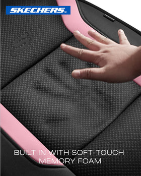Skechers seat seam with airbag cutout demonstrating airbag compatibility benefit