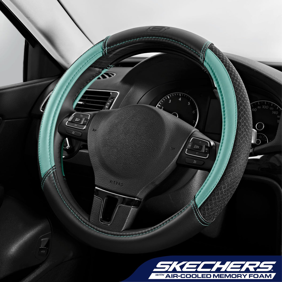 Skechers close-up of air-flow mesh texture for cooler, breathable hand contact