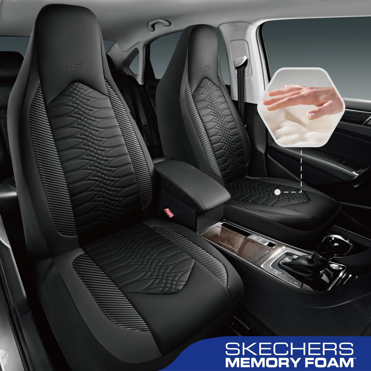 Skechers close-up of memory foam layer offering conforming comfort and support