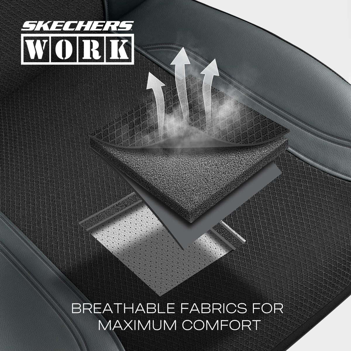 Skechers reinforced webbing detail demonstrating five-times stronger support