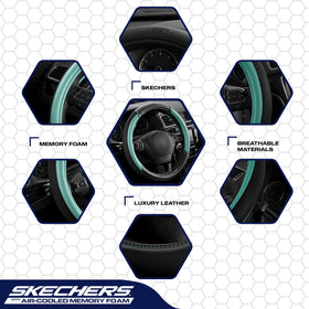 Skechers stitching and leather edge detail for durable construction and refined look