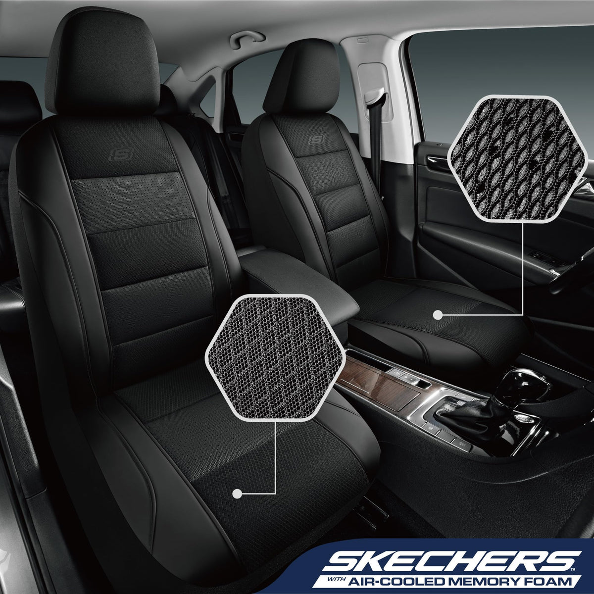 Skechers close-up of air cool EVA mesh demonstrating airflow and cooler seating