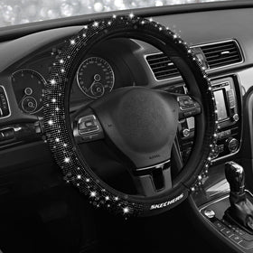 Skechers front view showing black diamond steering wheel cover and branded packaging for attractive upgrade