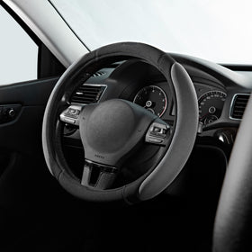 Skechers front view of steering wheel cover showing overall fit and sleek look