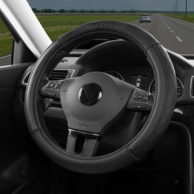 Skechers front packaging showing steering wheel cover and benefits