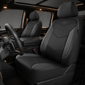 Skechers front seat cover installed showing full coverage and comfort
