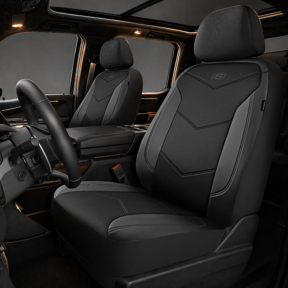 Skechers front seat cover installed showing full coverage and comfort