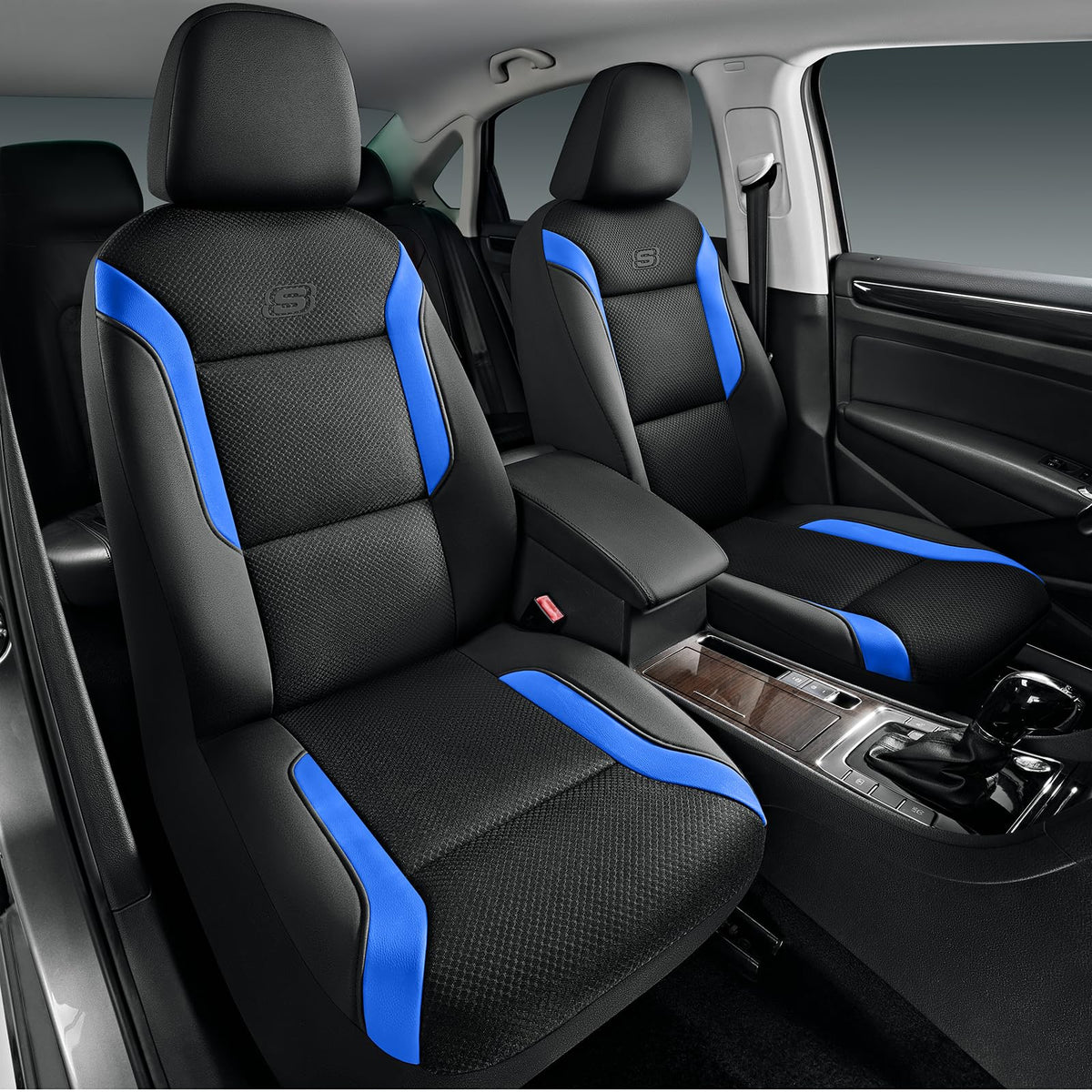 Skechers front seat cover full view showing fit and protection benefit