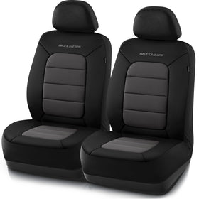 Skechers front seat cover fitted on vehicle showing neat form fit and protection