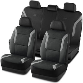 Skechers front seat full set fitted in grey showing clean interior and protection