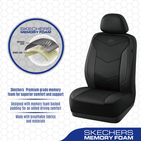 Skechers seat cover installed in car interior showing upgraded look