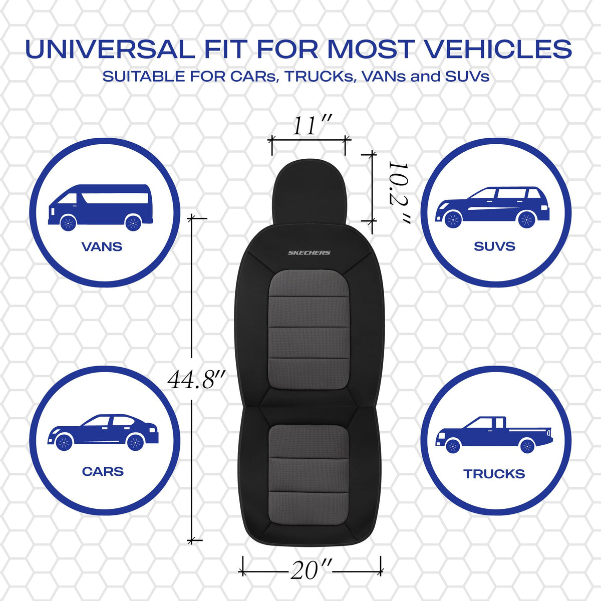 Skechers installed on front seat demonstrating comfortable upgraded seating
