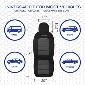 Skechers installed on front seat demonstrating comfortable upgraded seating