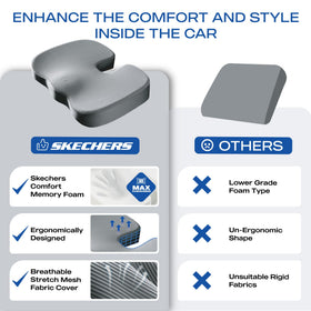 Skechers cushion placed on an office chair offering all-day desk comfort