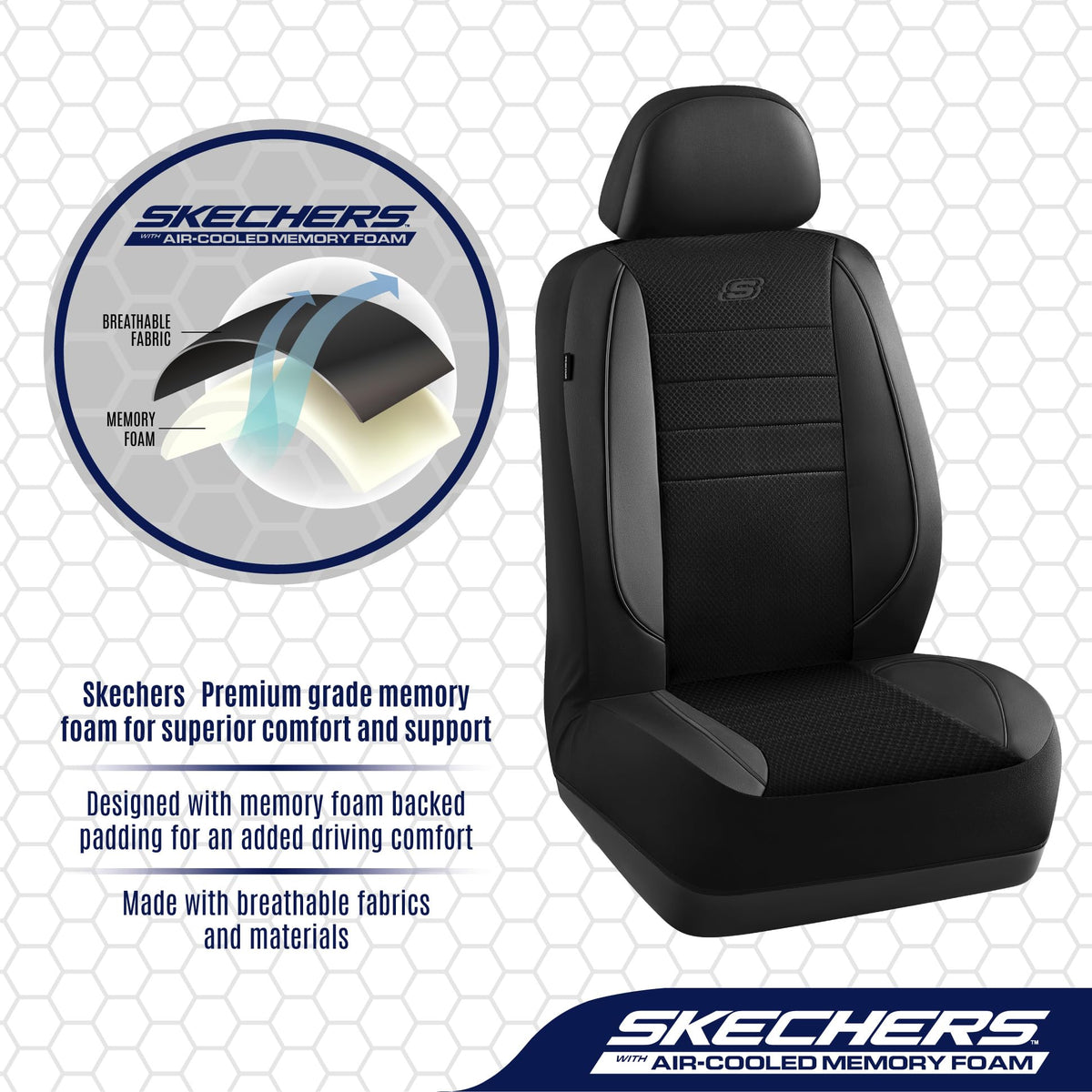 skechers installed on front seats showing secure fit and comfort