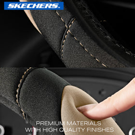 Skechers cover installed in car improves grip and driving comfort