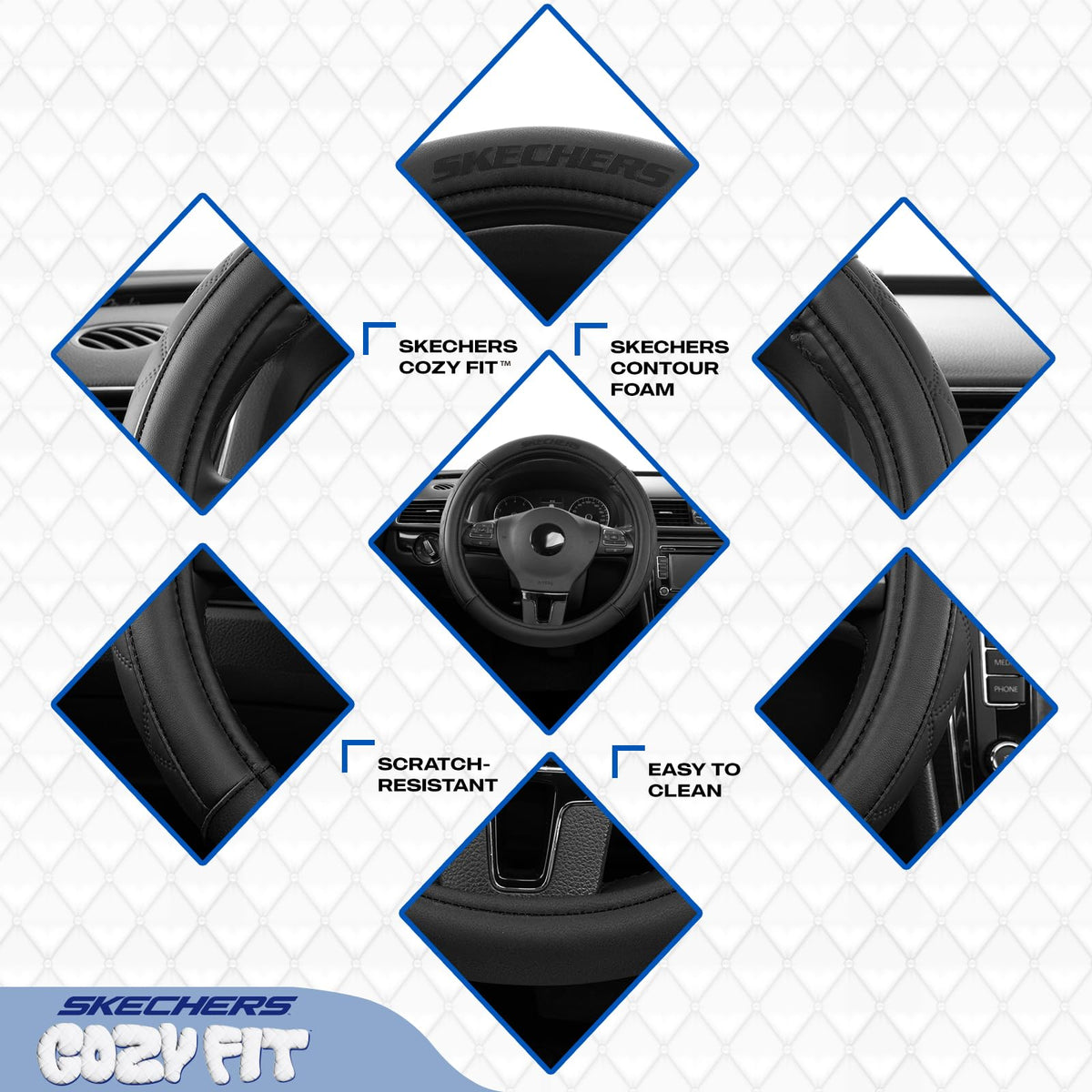 Skechers cover installed in sedan interior improving comfort