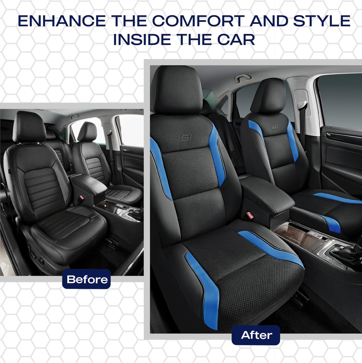Skechers seat cover installed in SUV showing comfort and style benefit