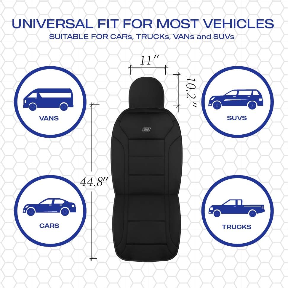 Skechers seat cover installed in SUV interior conveying upgraded comfort and style