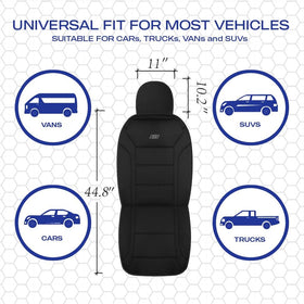 Skechers seat cover installed in SUV interior conveying upgraded comfort and style