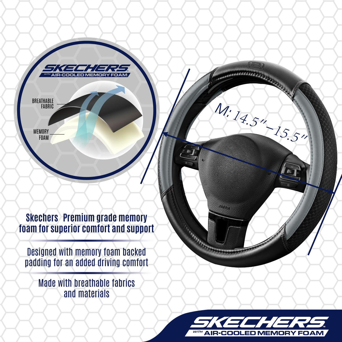 Skechers wheel cover installed in a car demonstrating improved comfort