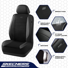 Skechers leather piping seam detail showing durable edge protection and polish