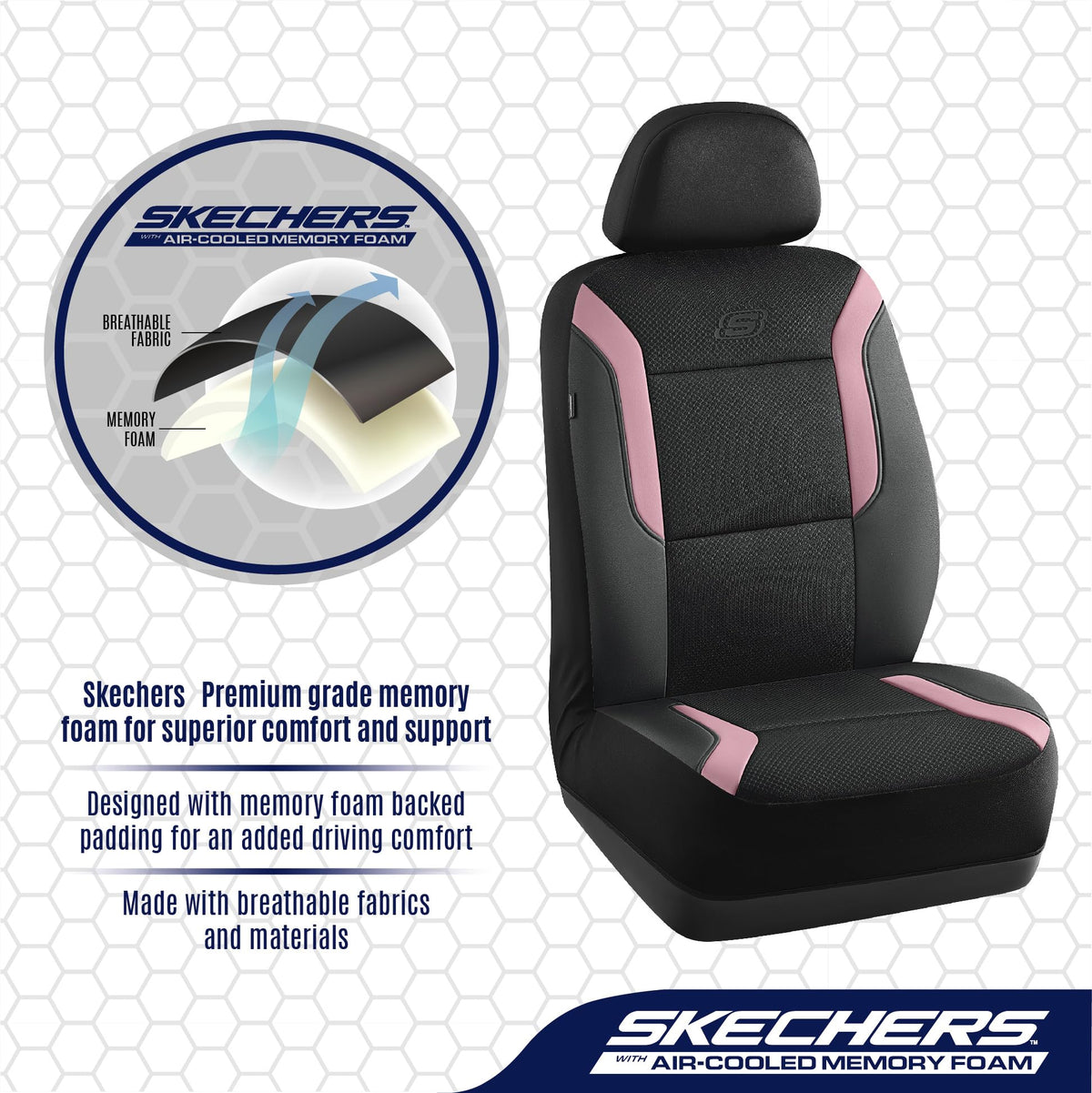 Skechers leather trim stitching closeup giving durable refined look