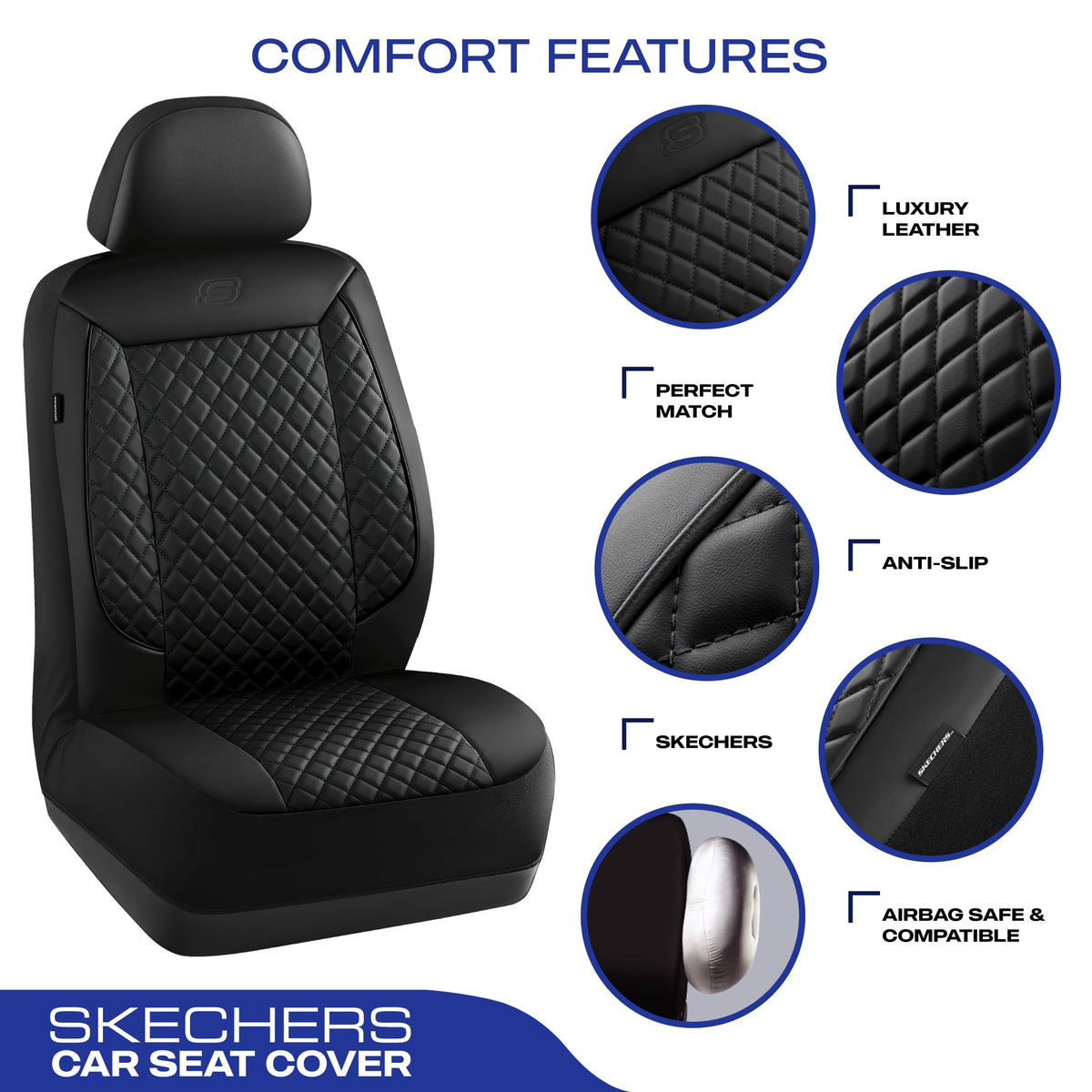 Skechers faux PU leather texture detail for easy-clean surface benefit