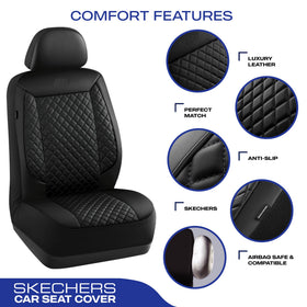 Skechers faux PU leather texture detail for easy-clean surface benefit