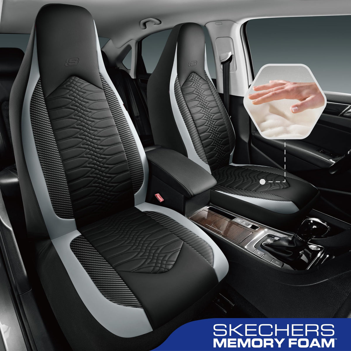 Skechers quilted leather closeup shows texture and premium finish