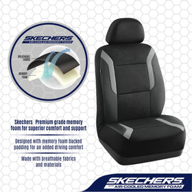 Skechers cover being installed in a car, demonstrates easy installation