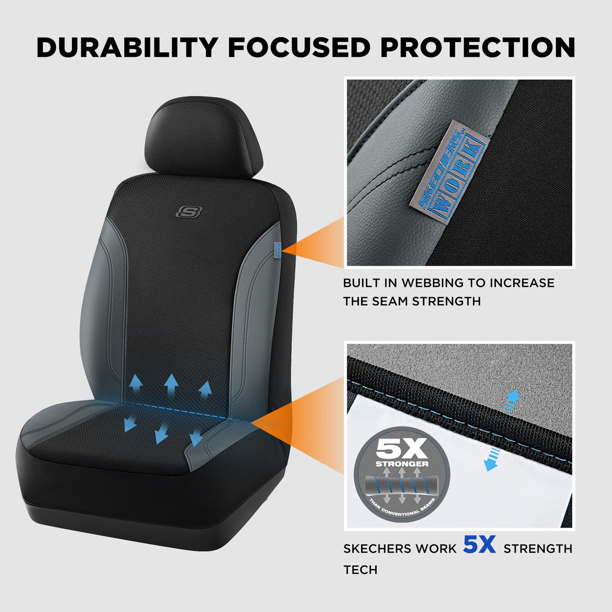Skechers seat cover installed in truck offering durable protection on commute