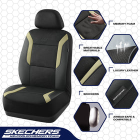 Skechers label indicating side airbag compatibility for safety
