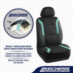 Skechers cover seam near side airbag demonstrating compatibility and safety