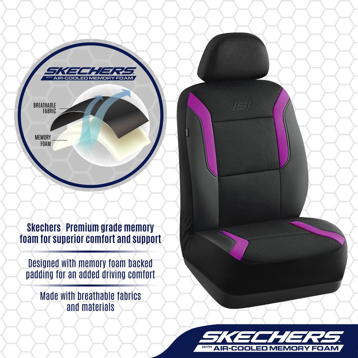 Skechers side seam detail demonstrating airbag compatibility safety