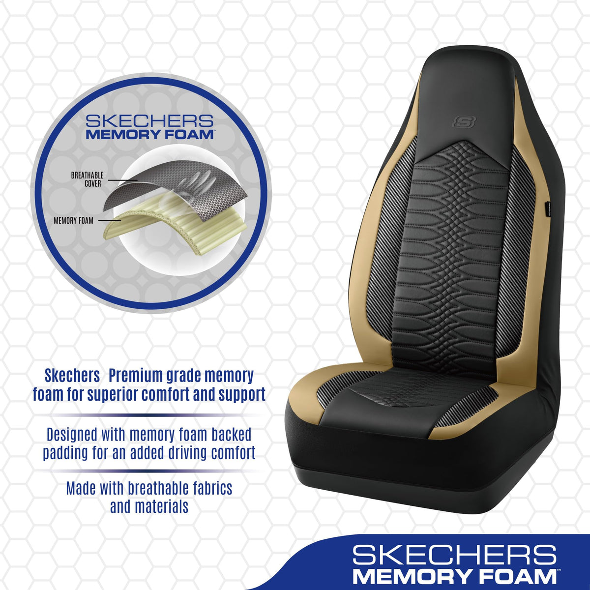 Skechers side airbag seam detail confirming safe deployment compatibility