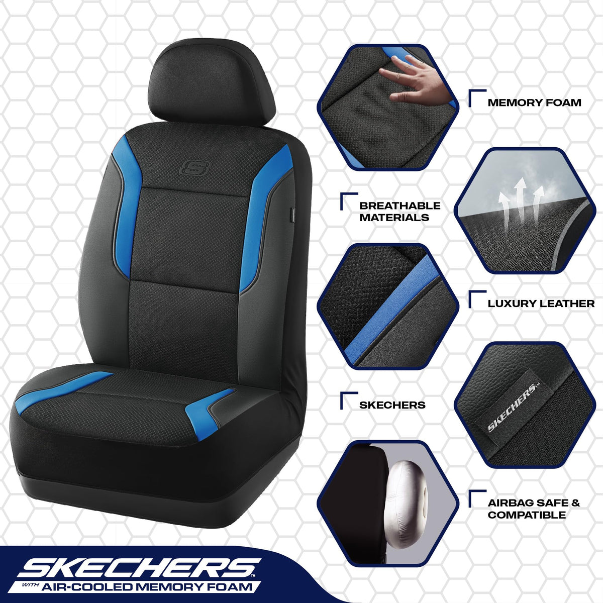 Skechers side seam designed for airbag compatibility and safety