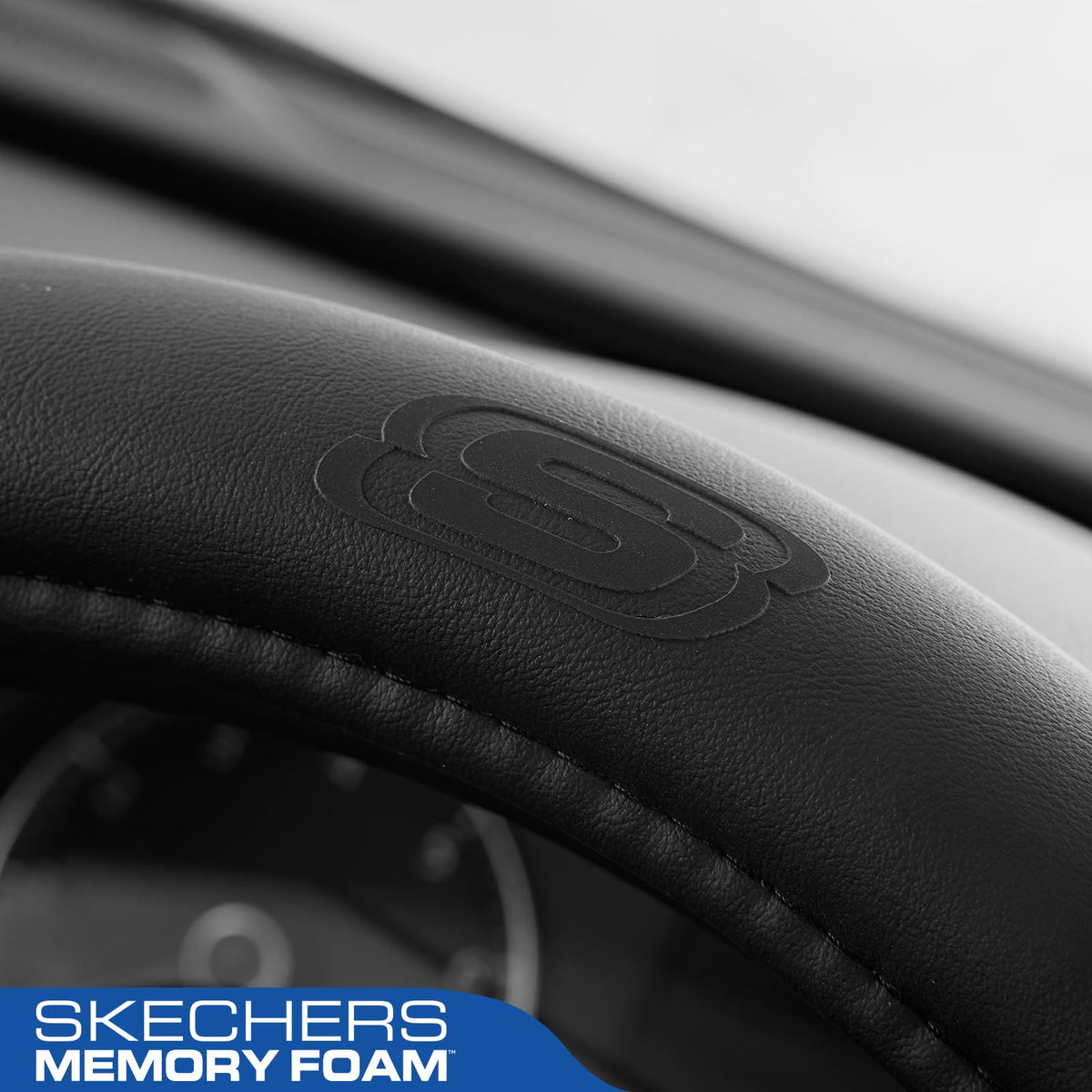 Skechers lifestyle interior shot of cover in use highlighting comfortable driving setup