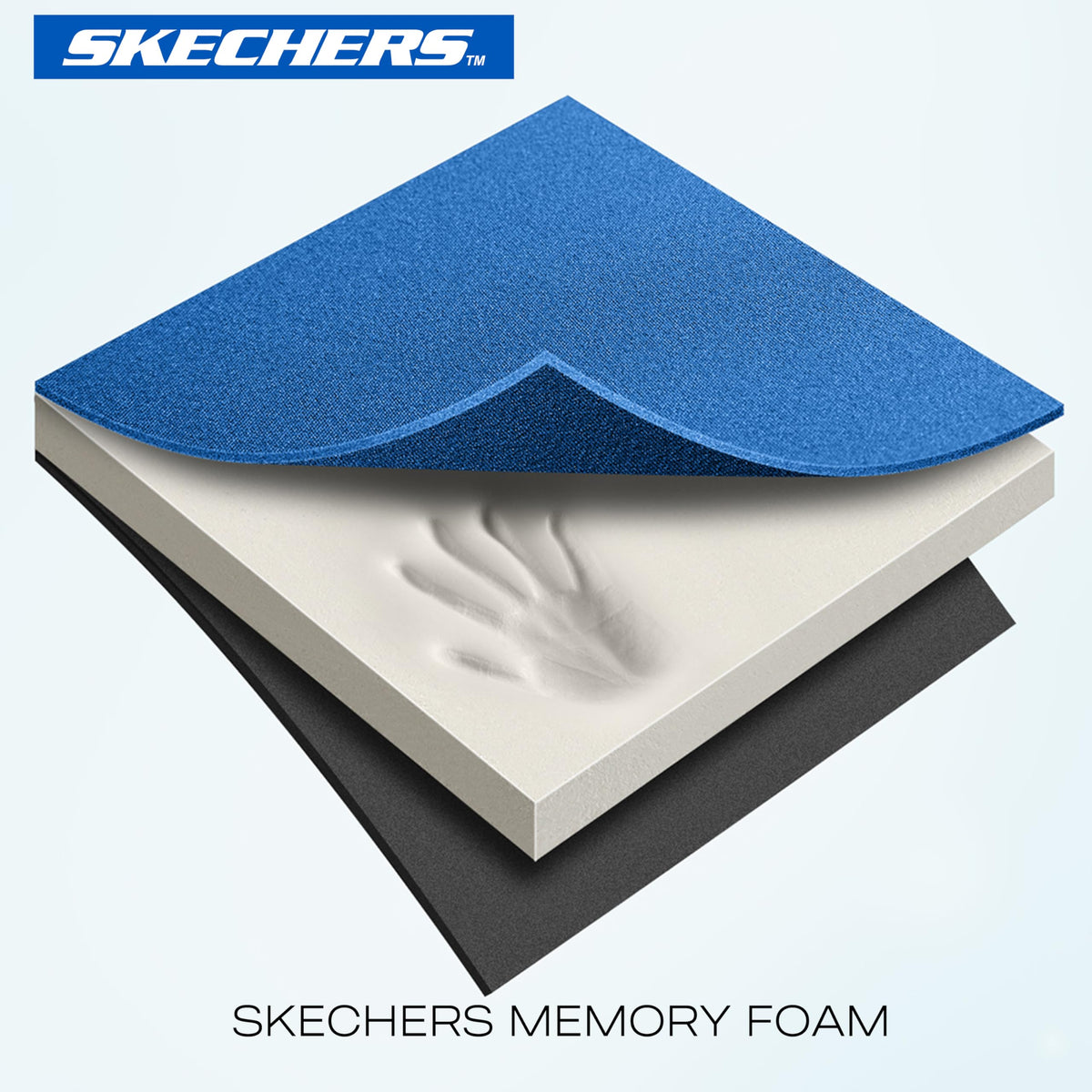 Skechers side profile showing memory foam thickness for cushioned hand support